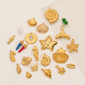 Großhandel Direkt vertrieb Edelstahl Starfish Shell Anhänger Halskette und Ohrringe 18 Karat vergoldet Ocean Schmuck Zubehör - Product Image 2