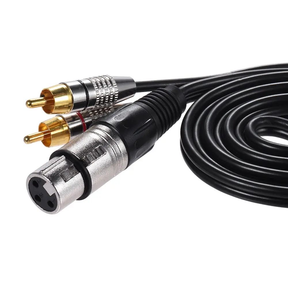 High quality 1 XLR male to 2 RCA Plug cable audio,profession Male to male xlr to rca cable