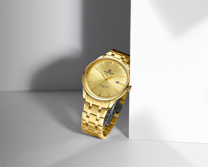 NAVIFORCE 9230 <span class=keywords><strong>GGG</strong></span> Gold Big Dial Sport Reloj de banda de acero inoxidable resistente al agua para hombres Cuarzo Manos luminosas Fábrica Logotipo personalizado - Product Image 4