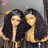 Perruques bouclées birmanes sans colle 13x4 avec dentelle frontale HD transparente, densité 200, cheveux vierges bruts, perruques de cheveux humains bouclés Pixie Water Wave