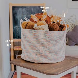 Cesta de Almacenamiento de Cuerda de Algodón Tejida, Cesta para Juguetes, Cesto para Ropa Sucia, Cesta para Guardería - Product Image 2