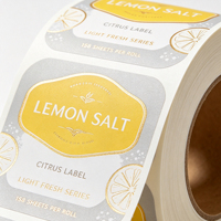 Étiquettes autocollantes personnalisées en feuille d'or pour sel de citron, motif agrumes frais, pour l'emballage de pots en verre de condiments et assaisonnements