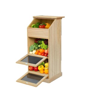 Wooden storage rack, cross-border creative home kitchen floor-<b>standing</b> <b>vegetable</b> storage rack, solid wood multi-layer fruit - Product Image 5