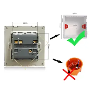 86*86mm PC Panel 2 Gang 1 Way Push Switch Indicador de fluorescencia Interruptor de alimentación de pared Red NFC Corriente máxima 16A Voltaje máximo 250V