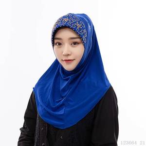 Women's Vintage Floral Hand-<b>Beaded</b> Islamic Clothing Scarf Private Label Muslim Headscarf <b>Direct</b> Wholesale Handkerchief - Product Image 5