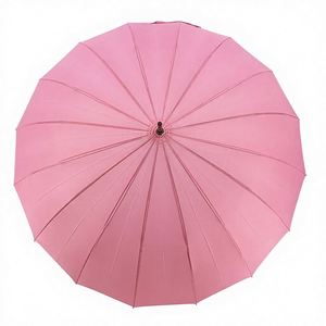 <b>Pink</b> Windproof Straight Umbrella 27-Inch All-Aluminum <b>Frame</b> Anti-Slip Handle 16K Ribs 190T Fabric Customized Logo Lotus-Shaped - Product Image 4