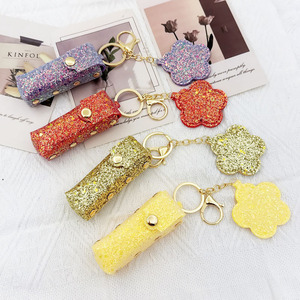 Lovely Keychain Waterproof Pu Leather Keychain <b>Case</b> Makeup <b>Mirror</b> Fashionable <b>Lipstick</b> Keychain for Lady - Product Image 6
