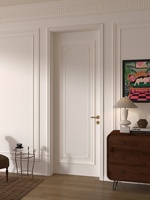 Porte intérieure en bois sculptée de style européen, finition laquée lisse, couleur personnalisée, pour chambre à coucher