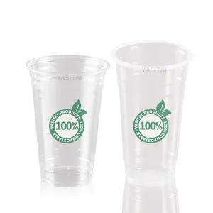 Özel Compostable şeffaf bardak biyobozunur plastik Pla bardaklar pla kapağı