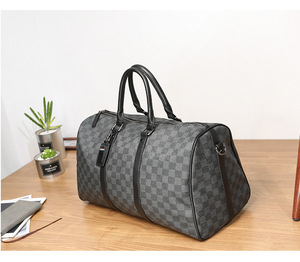 Sac de Voyage à Carreaux en PU, Bagage Portable pour Rangement d'Affaires de Bébé, Imperméable et Résistant à l'Usure, Sac de Sport Personnalisé de Grande Capacité pour les Loisirs - Product Image 3