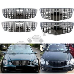 Mercedes-Benz E-Class W211 Grille Black And Silver ABS Plastic Bumper Fitment 2003-2009 - Product Image 2
