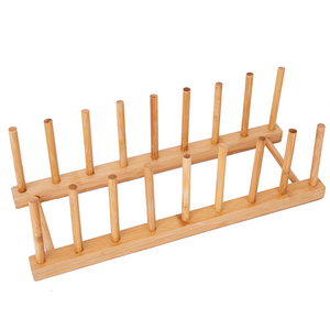 Custom Bamboo Dish Rack Freestanding Dish Drying Rack Dish Drainer Kitchen Bamboo Utensil Plate Rack Holder For Wholesale