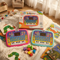 Tablette d'apprentissage à écran LED avec clavier, jouet éducatif, mini-ordinateur portable, alphabet, chiffres, musique, piano, éducation précoce 3-6 ans, piles alcalines