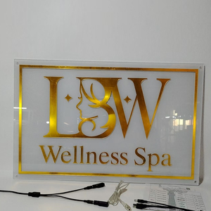 Custom Wellness Spa Backlit LED Sign <b>Rectangle</b> <b>Mirror</b> Acrylic <b>Wall</b> Company logo SignMount Indoor Static Display Plug Powered - Product Image 2