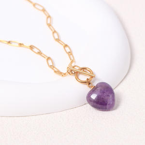 Collar con Colgante de Ágata en Forma de Corazón, Piedra Natural, Unisex, OEM/ODM, Cadena de Acero Inoxidable con Baño de Oro o Plata - Product Image 5