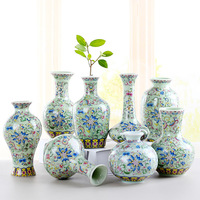 Vase en porcelaine blanche bleue antique Décoration de comptoir de style chinois Outil d'arrangement de fleurs en céramique rétro américain européen