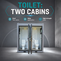 Toilettes publiques temporaires modernes à structure en acier robuste, unité double intégrée, toilettes mobiles à chasse d'eau pour usage en atelier