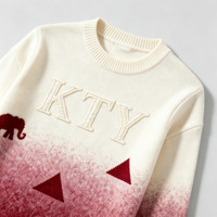 Pull tricoté dégradé à motif éléphant pour homme, avec logo personnalisé et lettres appliquées, fourni par le fabricant