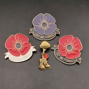 Broche en métal de haute qualité pour le Memorial Day, fleur rouge et violette, émail, pin's de souvenir, coquelicot - Product Image 3