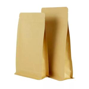 Cấp thực phẩm khóa zip có thể khóa lại đứng lên túi kraft nâu khối phẳng đáy vuông 3 lớp giấy kraft đồ ăn nhẹ có cửa sổ - Product Image 2