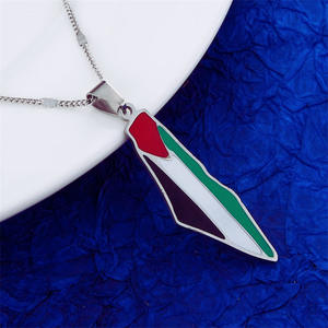 Collar con colgante de bandera de mapa esmaltado de moda para mujeres y hombres, collar de Palestina de acero inoxidable - Product Image 6