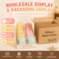 Jouet Squishy Southpeak en forme de bloc de pain grillé croustillant, texture souple en polymère, 3 couleurs pastel, vente en gros OEM