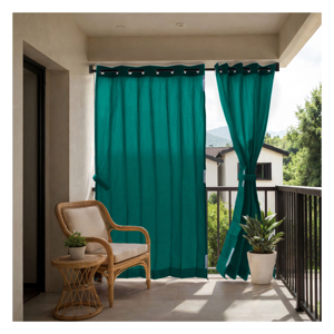 Forest Green Eyelet Outdoor Curtains 325 GSM with Heavy Duty Weather Resistant Fabric for Rich Privacy and Elegant Patio Balcony - Product Image 1