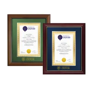 Eco-friendly Wood University College Certificate Frame Bachelor Master Degree Diploma Frame with college Gold Seal