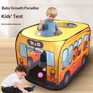 Tente de jeu interactive pour enfants en forme de bus de dessin animé, automatique, pop-up, pour jouer à l'intérieur ou à l'extérieur - Product Image 1