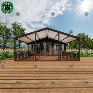Maison conteneur pliable et extensible en forme de L avec façade entièrement vitrée pour camping en milieu rural, site touristique, séjour court pour touristes - Product Image 4