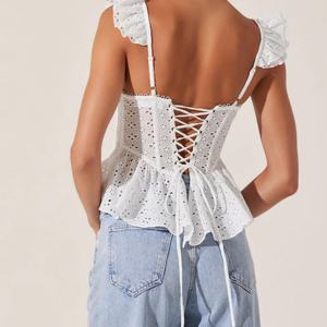 Chaleco de Encaje Jacquard Estilo Pastoral para Mujer, Tacto Romántico, Ropa Personalizada para Mujer, Tops Cortos para Mujer - Product Image 3