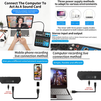 Console audio professionnelle 5 canaux avec alimentation fantôme 48V, mini table de mixage DJ avec USB pour l'enregistrement, le karaoké, la lecture sur PC, table de mixage audio