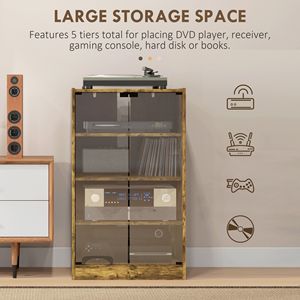 DB pour Offre Spéciale Support multimédia audio-vidéo moderne à 4 niveaux Armoire de bar à domicile réglable avec portes en verre trempé - Product Image 4