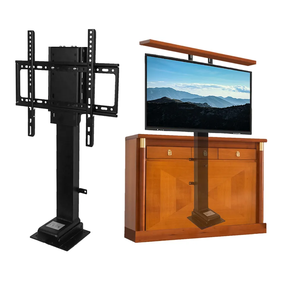 Nuevo elevador de TV Vertical ajustable en altura motorizada Control remoto Gabinete de Sistema eléctrico inteligente Soporte de TV de 32 ''-70'' con cubierta