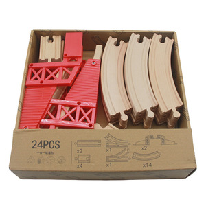 Wooden Train Track Set For Children 4-6 Years Old Educational <b>Building</b> <b>Blocks</b> Toy With Curved And Straight Pieces - Product Image 5