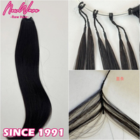 Ekstensi Rambut Manusia Remy Crochet Kinky Curly Tanpa Sambungan Tak Terlihat Super Double Drawn String Middle Pre Separated Bundle
