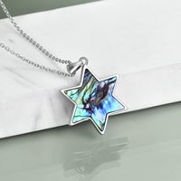 Fine Jewelry 925 Sterling Silver Tree of Life Abalone Shell Star Pendentif Collier pour Femmes Hommes