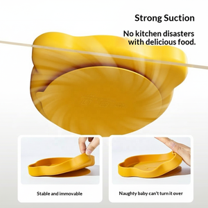 Assiette à ventouse en silicone durable en forme d'ours de dessin animé, 100 % alimentaire, sans BPA, avec compartiments, pour bébé, personnalisable avec logo, vente en gros - Product Image 4