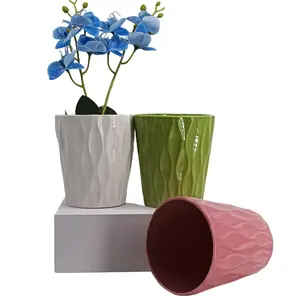 家庭用卸売大型セラミック蘭鉢-デスクトップ装飾用マルチカラープランター緑蝶植木鉢プランター