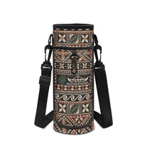 Sac fourre-tout pour bouteille d'eau avec motif géométrique de l'île de Masi Tapa, avec clip et bandoulière
