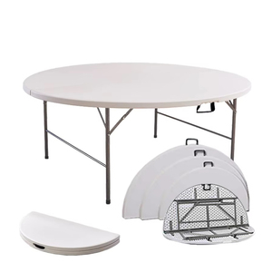 Mesa Plegable Redonda de Plástico Blanco Resistente para Banquetes, Muebles de Exterior para Hoteles y Restaurantes, Moldeada por Soplado - Product Image 1