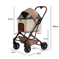 Poussette transfrontalière Lanka pour animaux de compagnie avec roues, grand espace pour chiens et chats de petite/moyenne taille, légère et pliable pour les voyages en extérieur