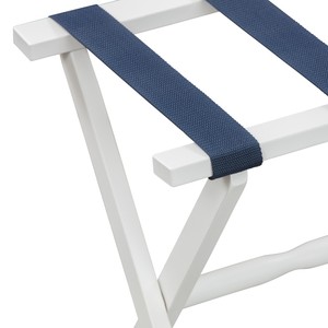 HMS Hotel moderno bianco finitura bambù portabagagli pieghevole in legno e metallo Design per soggiorno con cinghie Navy - Product Image 5