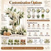 Arche de mariage en soie personnalisable, durable, faite à la main, avec décoration florale blanche et verte, pour fête, salon, photomaton, cérémonie, toile de fond