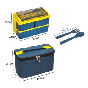 Boîte à lunch isotherme double couche en plastique avec sac, compatible micro-ondes, pour étudiants - Product Image 6