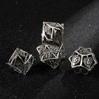 Prix d'usine – Lot de 7 dés polyédriques en métal gris (D4, D6, D8, D10, D12, D20, D30, D60, D100) pour jeux de rôle (RPG) et jeux de société (DND)