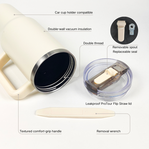 Custom 40oz Insulated Leakproof Removable Spout Outdoor <b>Mug</b> <b>Gold</b> Plated for Detachable Flip Straw Tumbler Stainless Steel - Product Image 2