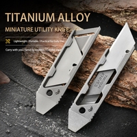 Couteau utilitaire rétractable en titane PioneerEDC, couteau utilitaire, couteau à découper en titane avec 10 lames