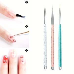 Juego de 3 pinceles de acrílico para decoración de uñas, pincel delgado para pintar líneas, para limpieza y diseño de uñas - Product Image 3