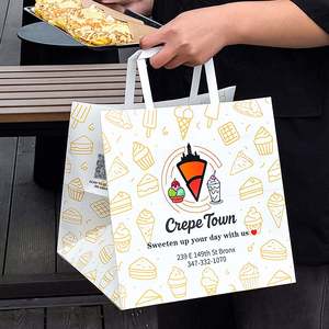 Bolsa de Papel Kraft de 120 g/m² con Asa y Logotipo Personalizado para Helados, Tiendas de Comida, Zapatos, Ropa, Comida para Llevar, Uso en Supermercados, Impresión Serigráfica - Product Image 4